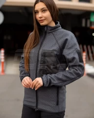 Кофта фліс жіноча соти Гексагон на блискавці Сіра