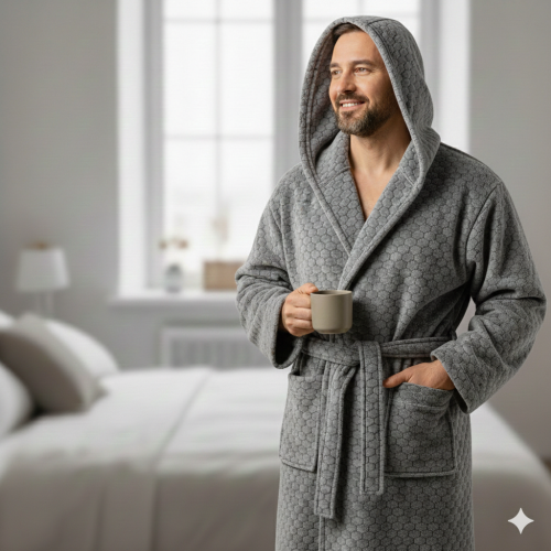 Халат з капюшоном Гексагон соти Сірий S S