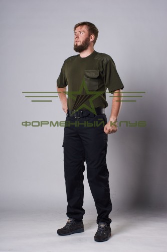 Футболка зелена хакі з погонами і нагрудною кишенею