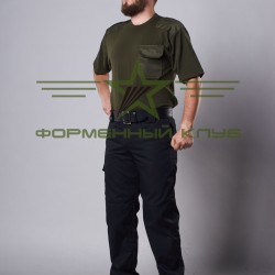 Футболка зелена хакі з погонами і нагрудною кишенею