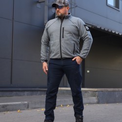 Кофта фліс соти Гексагон на блискавці Сіра