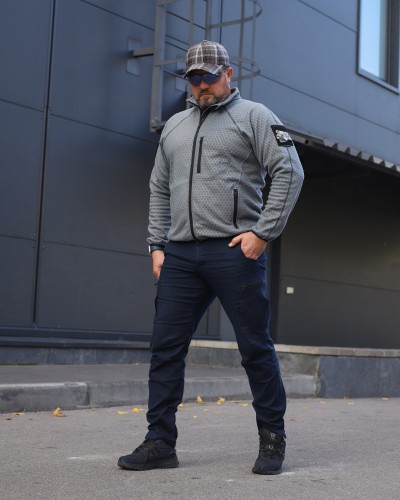 Кофта фліс соти Гексагон на блискавці Сіра 40-42/3 40-42/3