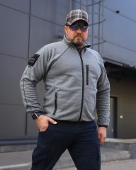 Кофта флис соты Гексагон на молнии Серая