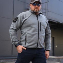 Кофта фліс соти Гексагон на блискавці Сіра