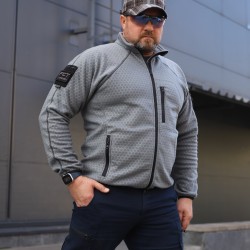 Кофта фліс соти Гексагон на блискавці Сіра