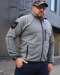 Кофта флис соты Гексагон на молнии Серая