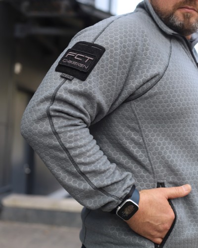 Кофта фліс соти Гексагон на блискавці Сіра 40-42/3 40-42/3