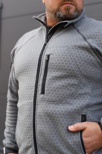 Кофта фліс соти Гексагон на блискавці Сіра 40-42/3 40-42/3