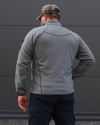 Кофта фліс соти Гексагон на блискавці Сіра 40-42/3 40-42/3