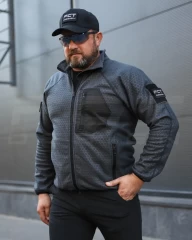 Кофта фліс соти Гексагон на блискавці Сіра