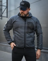 Кофта фліс соти Гексагон на блискавці Сіра