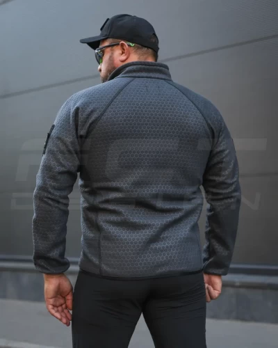 Кофта флис соты Гексагон на молнии Серая 40-42/3