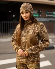 Кофта фліс жіноча соти Гексагон на блискавці Хижак піксель G-0822