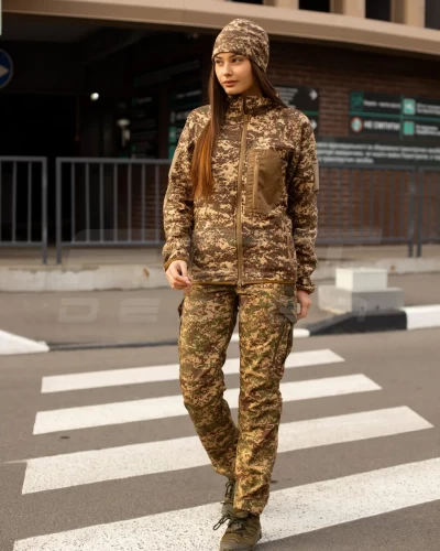 Кофта фліс жіноча соти Гексагон на блискавці Хижак піксель G-0822 40-42/3 40-42/3