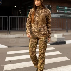 Кофта фліс жіноча соти Гексагон на блискавці Хижак піксель G-0822