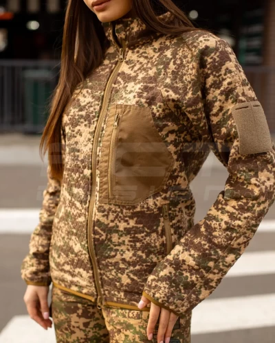 Кофта фліс жіноча соти Гексагон на блискавці Хижак піксель G-0822 40-42/3 40-42/3