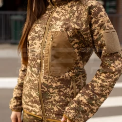 Кофта фліс жіноча соти Гексагон на блискавці Хижак піксель G-0822