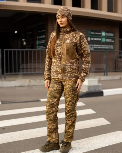 Кофта фліс жіноча соти Гексагон на блискавці Хижак піксель G-0822 40-42/3 40-42/3