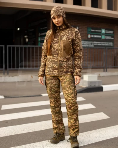 Кофта фліс жіноча соти Гексагон на блискавці Хижак піксель G-0822 40-42/3 40-42/3