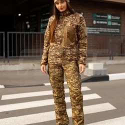 Кофта фліс жіноча соти Гексагон на блискавці Хижак піксель G-0822