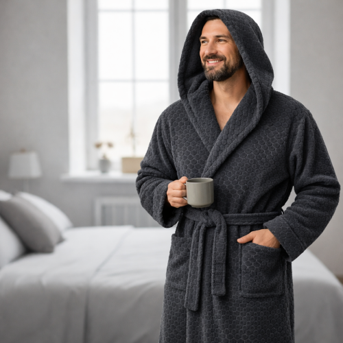 Халат з капюшоном Гексагон соти Чорний S S