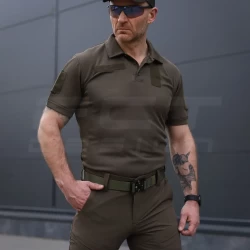 Футболка Поло ВСУ влагоотводящая CoolPass хаки