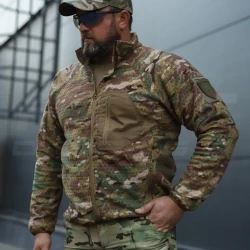 Кофта флис соты Гексагон на молнии Мультикам