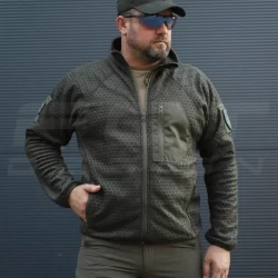 Кофта флис соты Гексагон на молнии Хаки