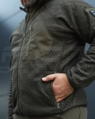 Кофта фліс соти Гексагон на блискавці Хакі