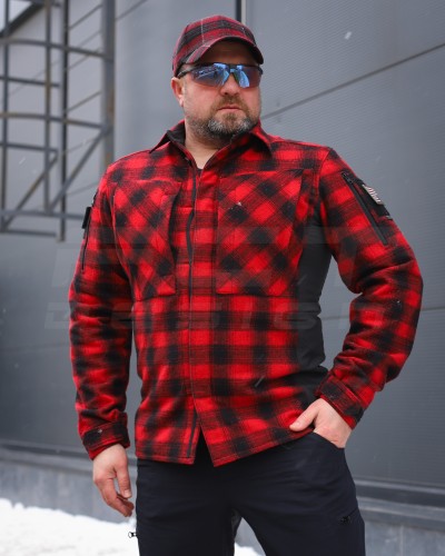 Тактична мілітарі Сорочка FCT демісезон утеплена в клітинку Червона (49 номер) 40-42/3 40-42/3