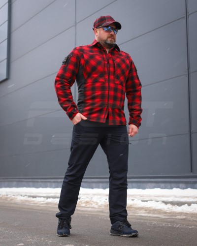 Тактична мілітарі Сорочка FCT демісезон утеплена в клітинку Червона (49 номер) 40-42/3 40-42/3