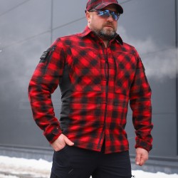 Тактична мілітарі Сорочка FCT демісезон утеплена в клітинку Червона (49 номер) 