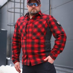 Тактична мілітарі Сорочка FCT демісезон утеплена в клітинку Червона (49 номер) 