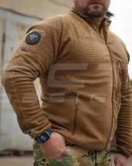 Кофта фліс соти Гексагон на блискавці Койот