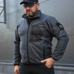 Ткань флис Гексагон соты темно-серый