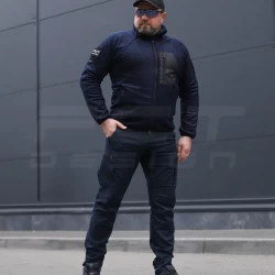 Кофта флис соты Гексагон на молнии Темно-синяя