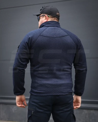 Кофта флис соты Гексагон на молнии Темно-синяя 40-42/3