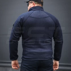 Кофта флис соты Гексагон на молнии Темно-синяя