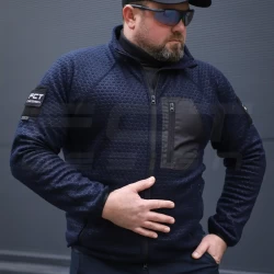 Кофта флис соты Гексагон на молнии Темно-синяя