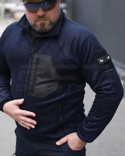 Кофта флис соты Гексагон на молнии Темно-синяя 40-42/3