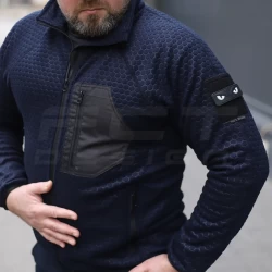 Кофта флис соты Гексагон на молнии Темно-синяя