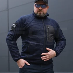 Кофта флис соты Гексагон на молнии Темно-синяя