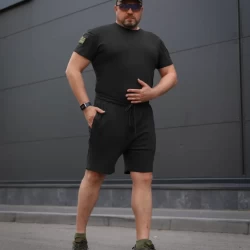Комплект Футболка Комбат + Шорти тактичні Zara Чорний