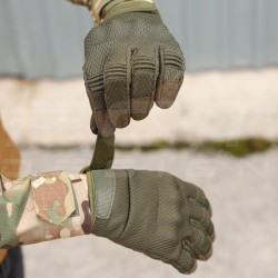 Рукавиці тактичні з кісточками Хакі Touch Screen