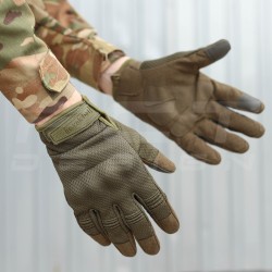 Рукавиці тактичні з кісточками Хакі Touch Screen