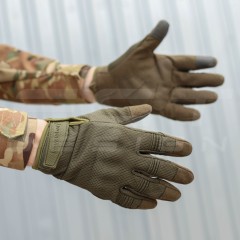 Рукавиці тактичні з кісточками Хакі Touch Screen