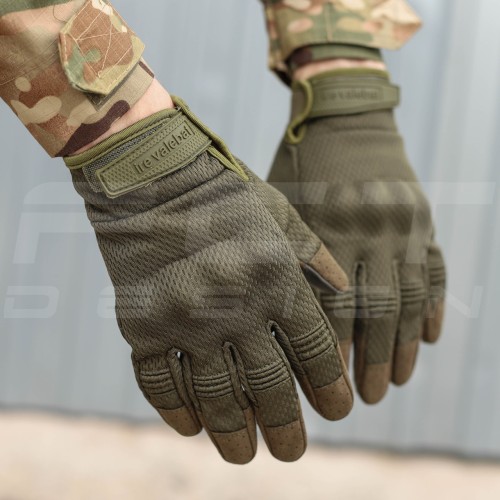 Рукавиці тактичні з кісточками Хакі Touch Screen