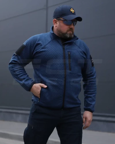 Кофта фліс соти Гексагон на блискавці Синя 40-42/3 40-42/3