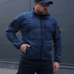 Кофта флис соты Гексагон на молнии Синяя