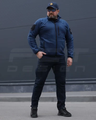 Кофта фліс соти Гексагон на блискавці Синя 40-42/3 40-42/3